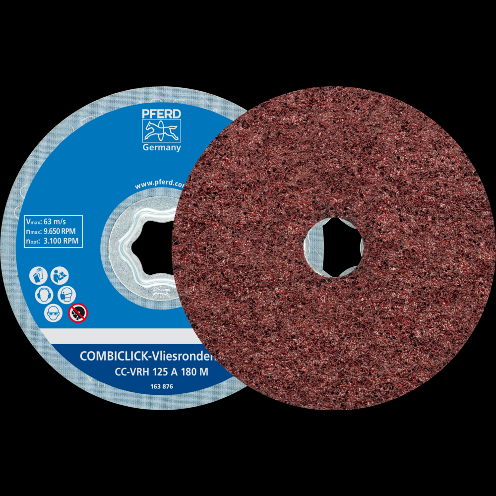 PFERD COMBICLICK® Surface Conditioning Disc Hard, 5&#34;, 180 Grit Medium, Aluminum Oxide<span class=' ItemWarning' style='display:block;'>Item is usually in stock, but we&#39;ll be in touch if there&#39;s a problem<br /></span>