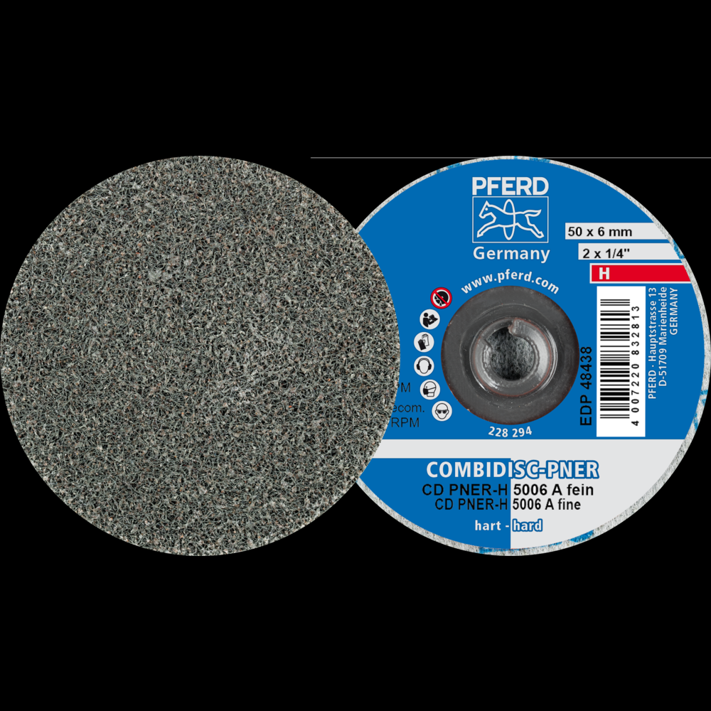 PFERD COMBIDISC® Unitized Disc, 2&#34; Dia, Type CD, Fine, Hard, 8AM, Aluminum oxide<span class=' ItemWarning' style='display:block;'>Item is usually in stock, but we&#39;ll be in touch if there&#39;s a problem<br /></span>