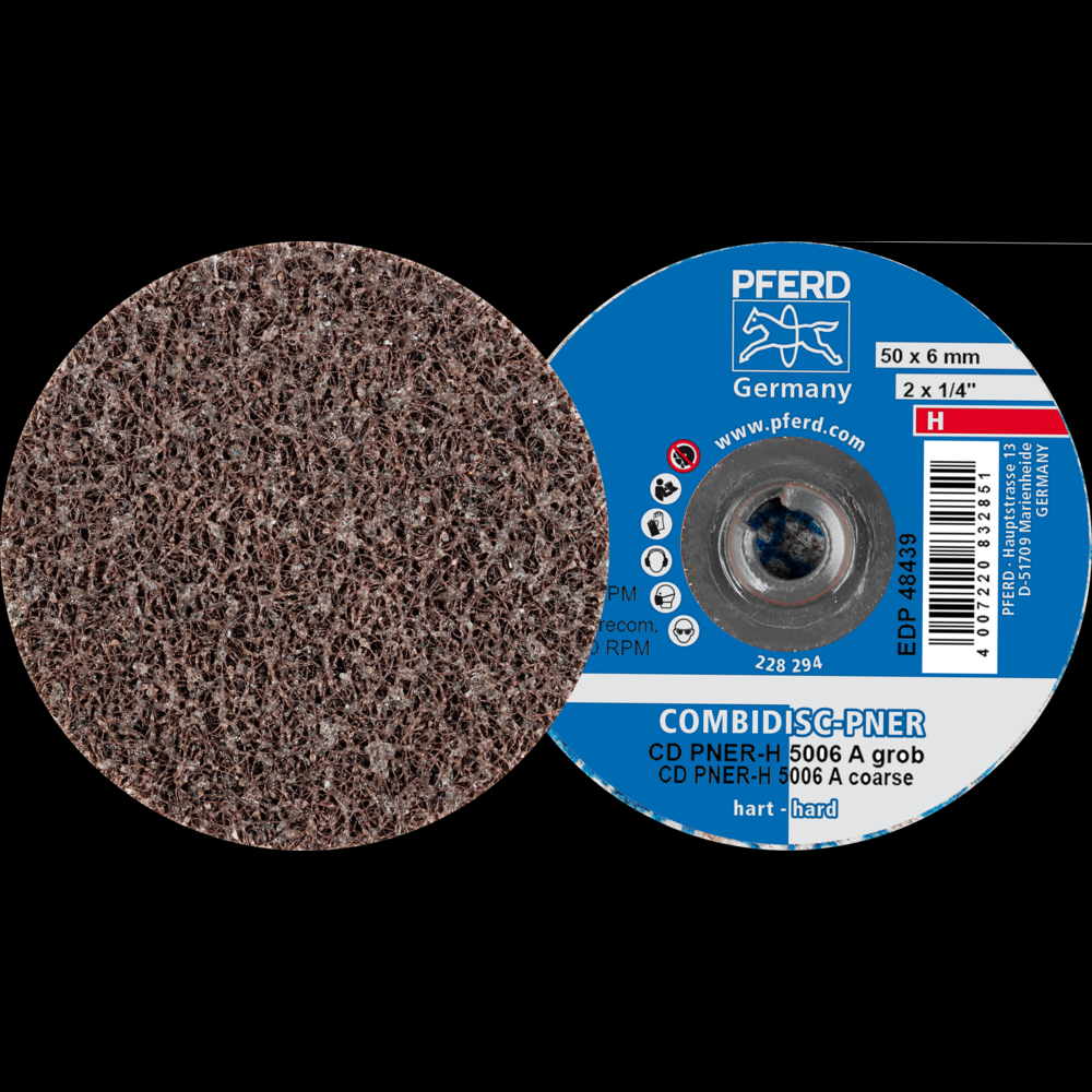 PFERD COMBIDISC® Unitized Disc, 2&#34; Dia, Type CD, Coarse, Hard, 8AC, Aluminum oxide<span class=' ItemWarning' style='display:block;'>Item is usually in stock, but we&#39;ll be in touch if there&#39;s a problem<br /></span>