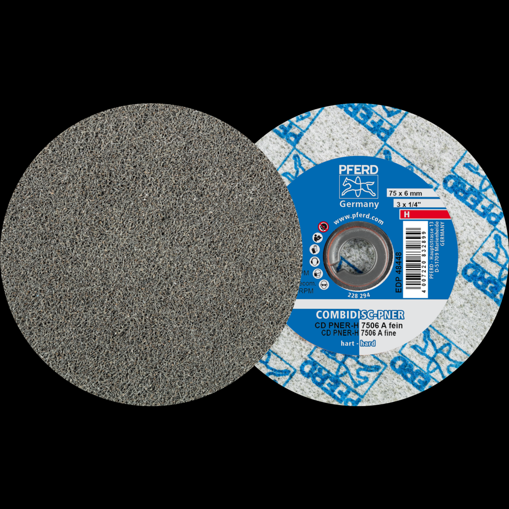 PFERD COMBIDISC® Unitized Disc, 3&#34; Dia, Type CD, Fine, Hard, 8AM, Aluminum oxide<span class=' ItemWarning' style='display:block;'>Item is usually in stock, but we&#39;ll be in touch if there&#39;s a problem<br /></span>