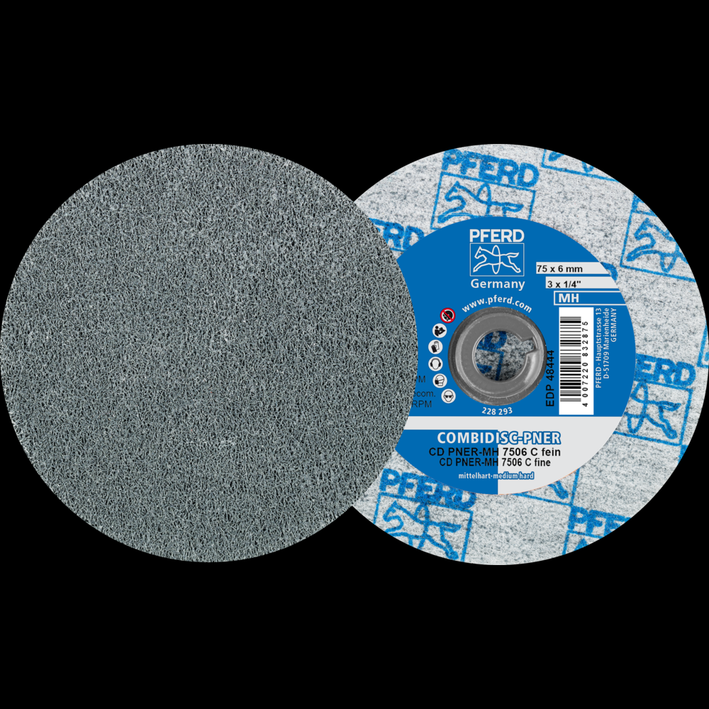 PFERD COMBIDISC® Unitized Disc, 3&#34; Dia, Type CD, Fine, Medium-Hard,6SF,Silicon carbide<span class=' ItemWarning' style='display:block;'>Item is usually in stock, but we&#39;ll be in touch if there&#39;s a problem<br /></span>