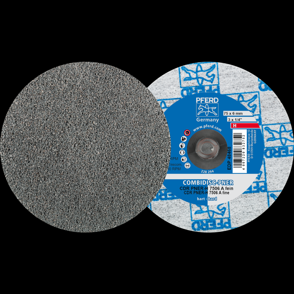 PFERD COMBIDISC® Unitized Disc, 3&#34; Dia, Type CDR, Fine, Hard, 8AM, Aluminum oxide<span class=' ItemWarning' style='display:block;'>Item is usually in stock, but we&#39;ll be in touch if there&#39;s a problem<br /></span>