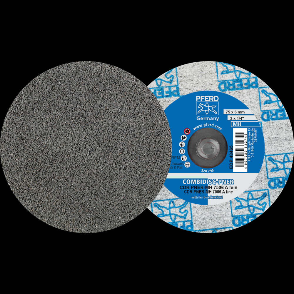 PFERD COMBIDISC® Unitized Disc, 3&#34; Dia, Type CDR, Fine, Medium-Hard,6AF,Aluminum oxide<span class=' ItemWarning' style='display:block;'>Item is usually in stock, but we&#39;ll be in touch if there&#39;s a problem<br /></span>