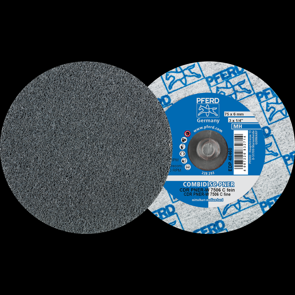 PFERD COMBIDISC® Unitized Disc, 3&#34; Dia, Type CDR, Fine,Medium-Hard,6SF,Silicon carbide<span class=' ItemWarning' style='display:block;'>Item is usually in stock, but we&#39;ll be in touch if there&#39;s a problem<br /></span>