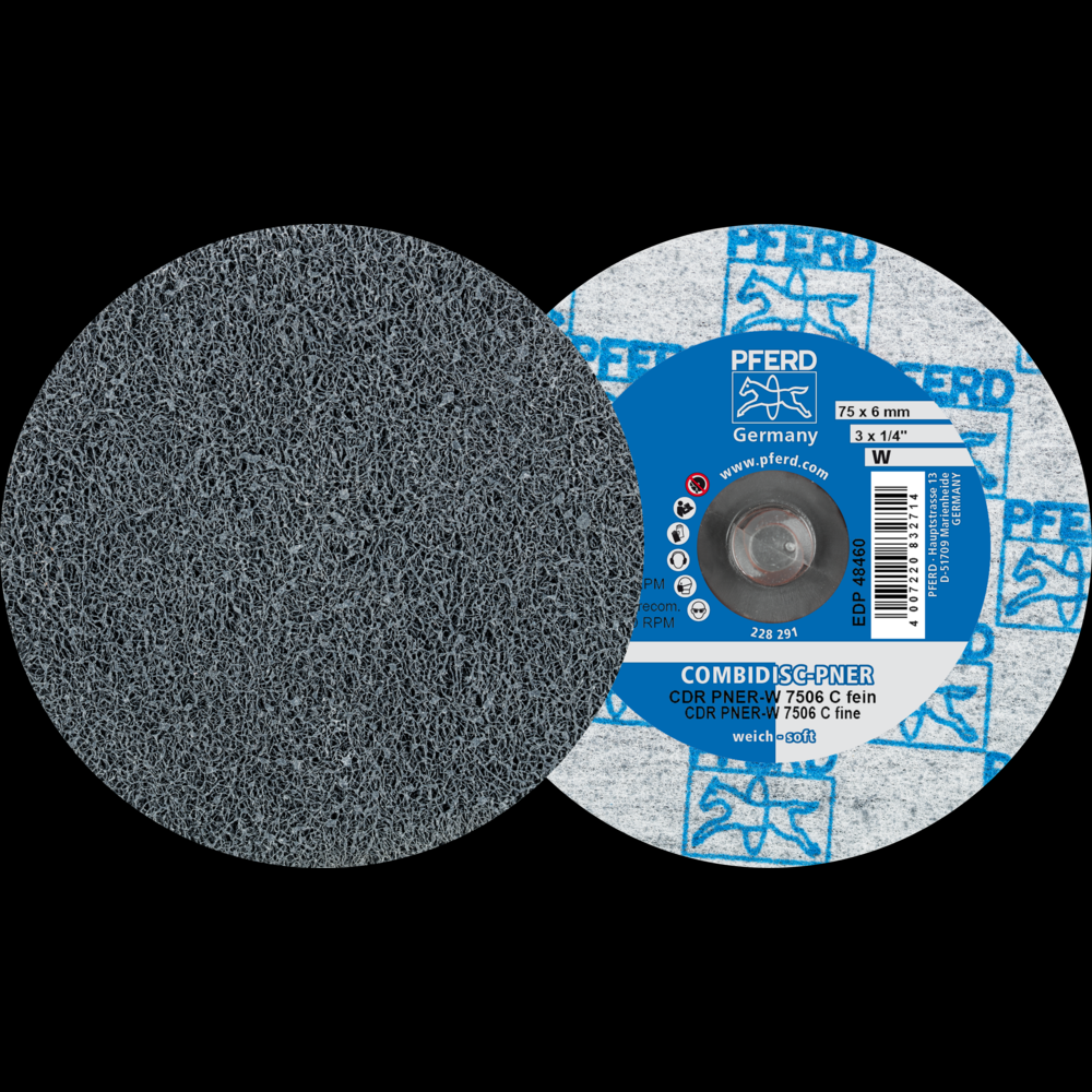 PFERD COMBIDISC® Unitized Disc, 3&#34; Dia, Type CDR, Fine, Soft, 2SF, Silicon carbide<span class=' ItemWarning' style='display:block;'>Item is usually in stock, but we&#39;ll be in touch if there&#39;s a problem<br /></span>