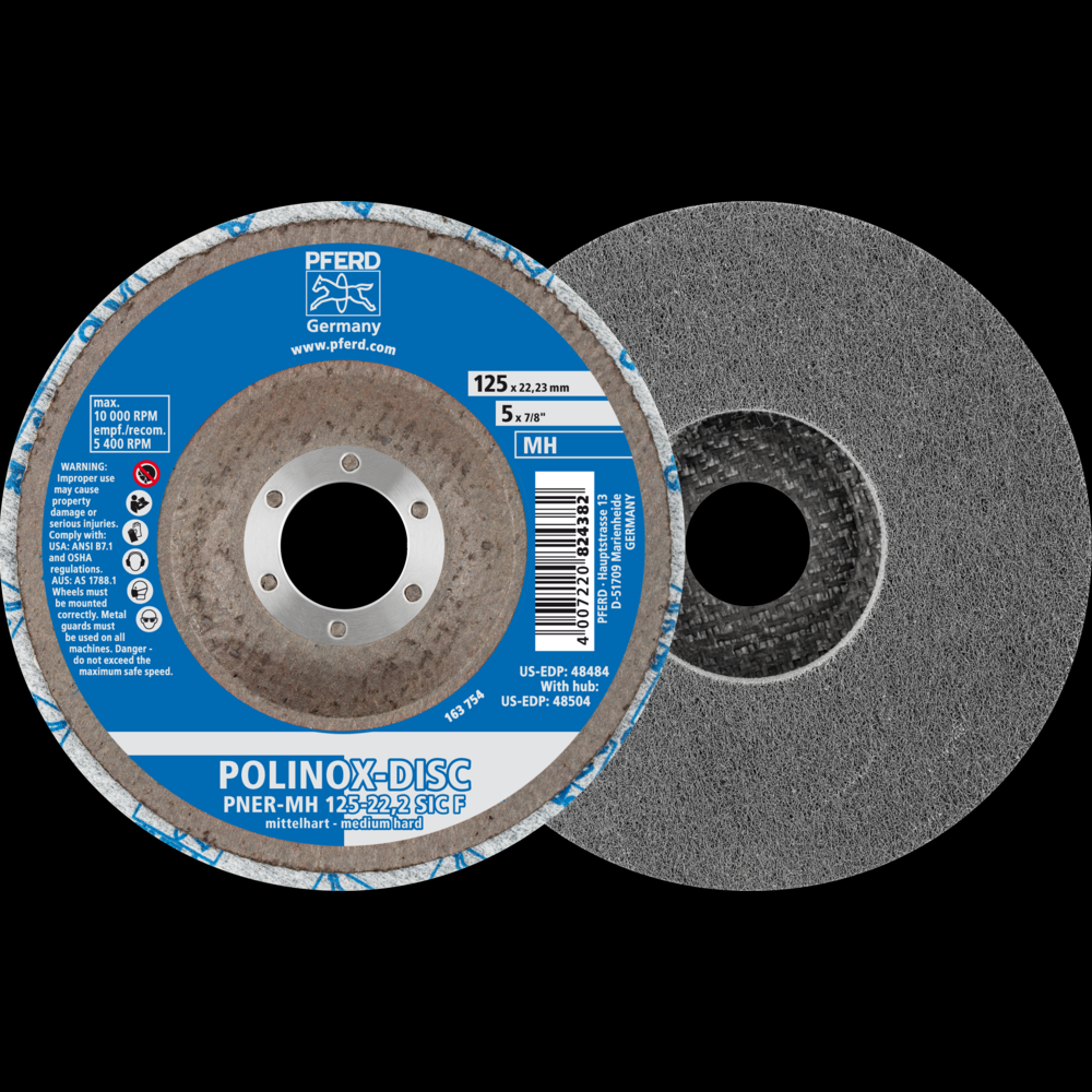 PFERD POLINOX® Unitized Disc, 5&#34; x 1/2 x 7/8, T27, Fine, MH, 6SF, Silicon carbide<span class=' ItemWarning' style='display:block;'>Item is usually in stock, but we&#39;ll be in touch if there&#39;s a problem<br /></span>