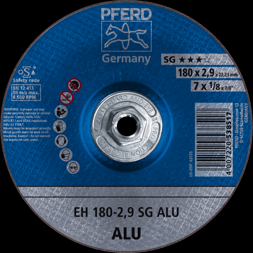 PFERD Cut-Off Wheel, 7&#34; x 1/8 x 5/8-11, SG ALU, T27, Aluminum oxide<span class=' ItemWarning' style='display:block;'>Item is usually in stock, but we&#39;ll be in touch if there&#39;s a problem<br /></span>