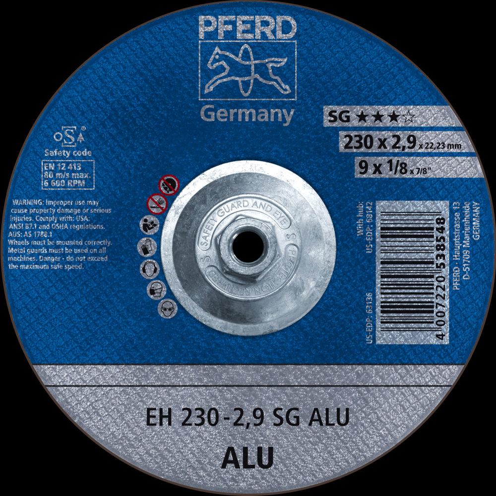 PFERD Cut-Off Wheel, 9&#34; x 1/8 x 5/8-11, SG ALU, T27, Aluminum oxide<span class=' ItemWarning' style='display:block;'>Item is usually in stock, but we&#39;ll be in touch if there&#39;s a problem<br /></span>