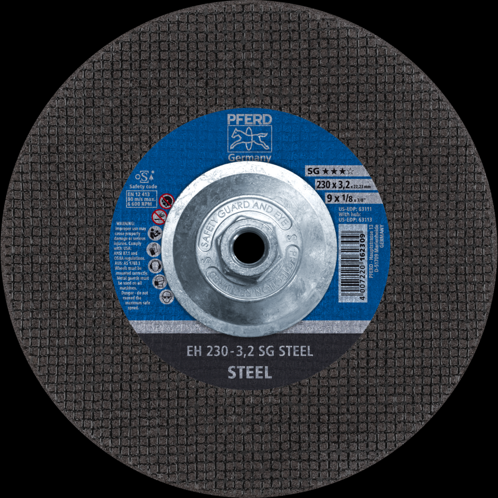 PFERD Cut-Off Wheel, 9&#34; x 1/8 x 5/8-11, SG STEEL, T27, Aluminum oxide<span class=' ItemWarning' style='display:block;'>Item is usually in stock, but we&#39;ll be in touch if there&#39;s a problem<br /></span>