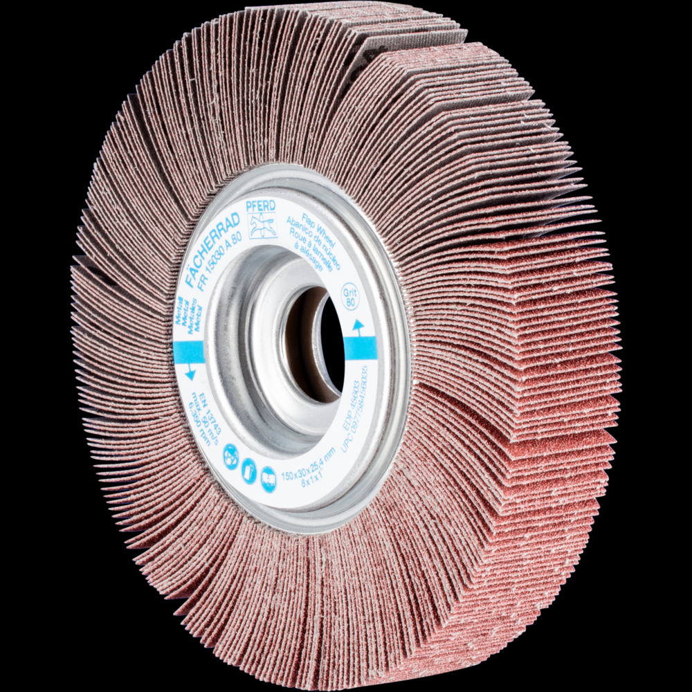 PFERD Unmounted Flap Wheel, 6&#34; x 1-1/2, 1&#34; Arbor, 80 Grit, Aluminum oxide<span class=' ItemWarning' style='display:block;'>Item is usually in stock, but we&#39;ll be in touch if there&#39;s a problem<br /></span>