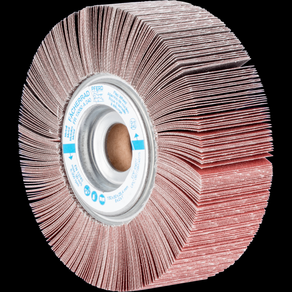 PFERD Unmounted Flap Wheel, 6&#34; x 2, 1&#34; Arbor, 240 Grit, Aluminum oxide<span class=' ItemWarning' style='display:block;'>Item is usually in stock, but we&#39;ll be in touch if there&#39;s a problem<br /></span>