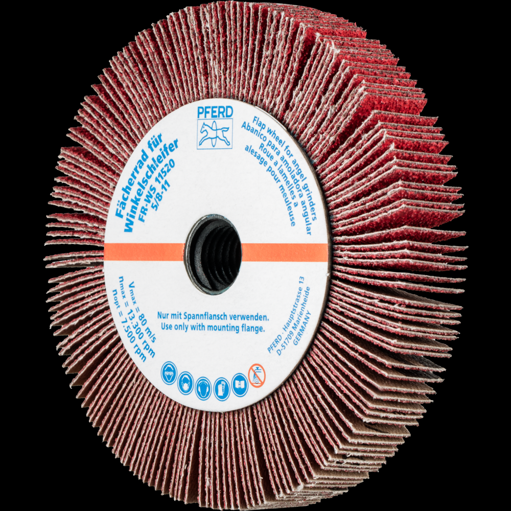 PFERD Angle Grinder Flap Wheel, 4-1/2&#34; x 5/8 x 5/8-11, 60 Grit, Ceramic oxide CO-COOL<span class=' ItemWarning' style='display:block;'>Item is usually in stock, but we&#39;ll be in touch if there&#39;s a problem<br /></span>