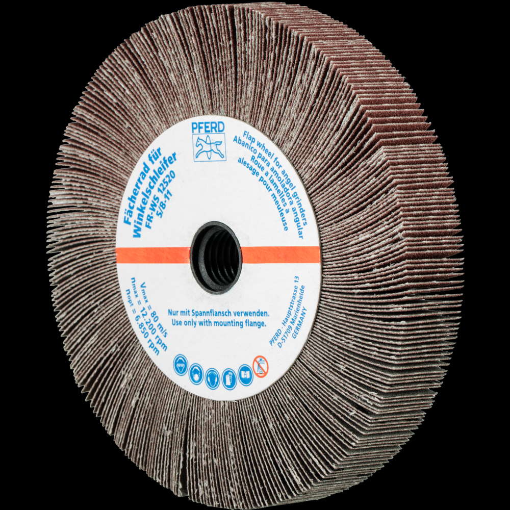 PFERD Angle Grinder Flap Wheel, 5&#34; x 3/4 x 5/8-11, 120 Grit, Aluminum oxide<span class=' ItemWarning' style='display:block;'>Item is usually in stock, but we&#39;ll be in touch if there&#39;s a problem<br /></span>