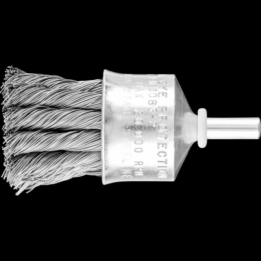 PFERD Knot Wire End Brush 1&#34; Dia. Flared Cup .014 Carbon Steel 1/4&#34; Shank<span class=' ItemWarning' style='display:block;'>Item is usually in stock, but we&#39;ll be in touch if there&#39;s a problem<br /></span>