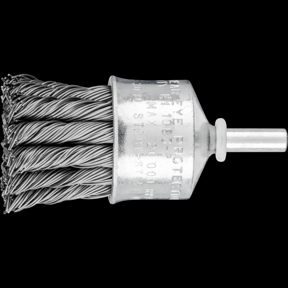 PFERD Knot Wire End Brush 1&#34; Dia. Flared Cup .020 Carbon Steel 1/4&#34; Shank<span class=' ItemWarning' style='display:block;'>Item is usually in stock, but we&#39;ll be in touch if there&#39;s a problem<br /></span>