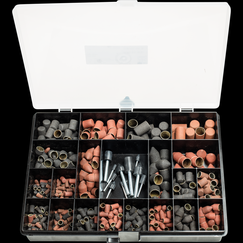 PFERD POLICAP® Seamless Abrasive Cap Set, 650 Pieces, Assorted Shapes, Aluminum oxide<span class=' ItemWarning' style='display:block;'>Item is usually in stock, but we&#39;ll be in touch if there&#39;s a problem<br /></span>