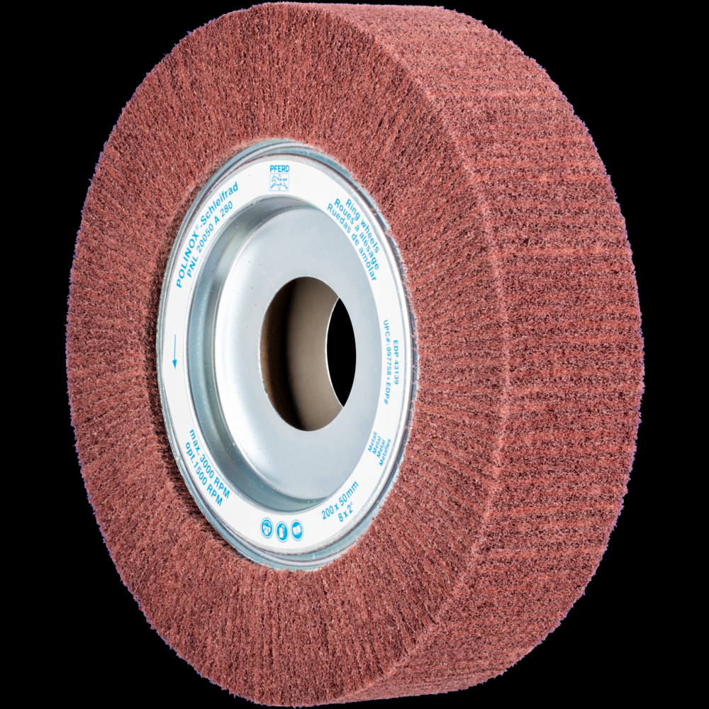 PFERD POLINOX® Unmounted Flap Wheel, 8&#34; x 2, 1&#34; AH, Radial, 280 Grit, Aluminum oxide<span class=' ItemWarning' style='display:block;'>Item is usually in stock, but we&#39;ll be in touch if there&#39;s a problem<br /></span>