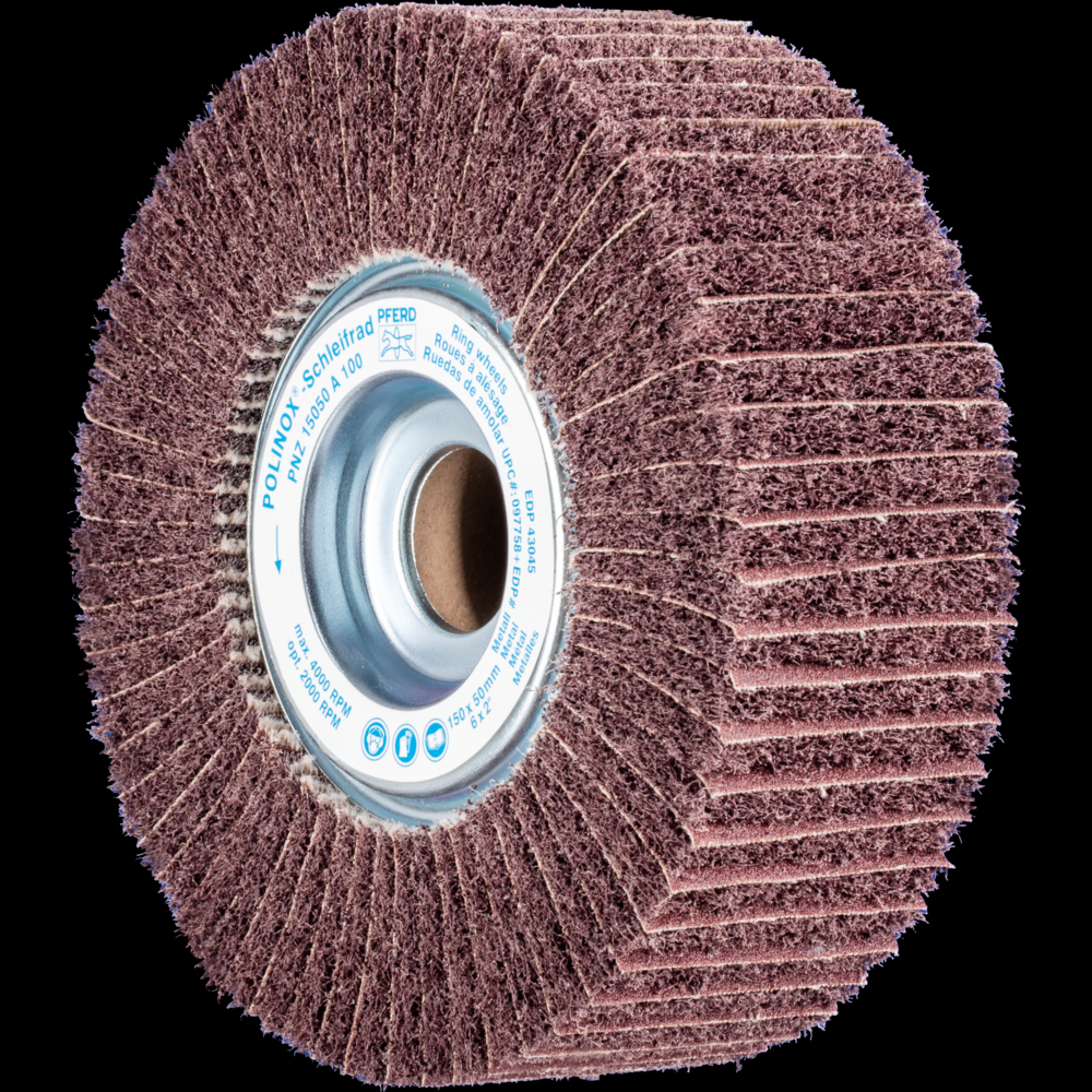 PFERD POLINOX® Unmounted Flap Wheel, 6&#34; x 2, 1&#34; AH,Interleaved,100 Grit,Aluminum oxide<span class=' ItemWarning' style='display:block;'>Item is usually in stock, but we&#39;ll be in touch if there&#39;s a problem<br /></span>