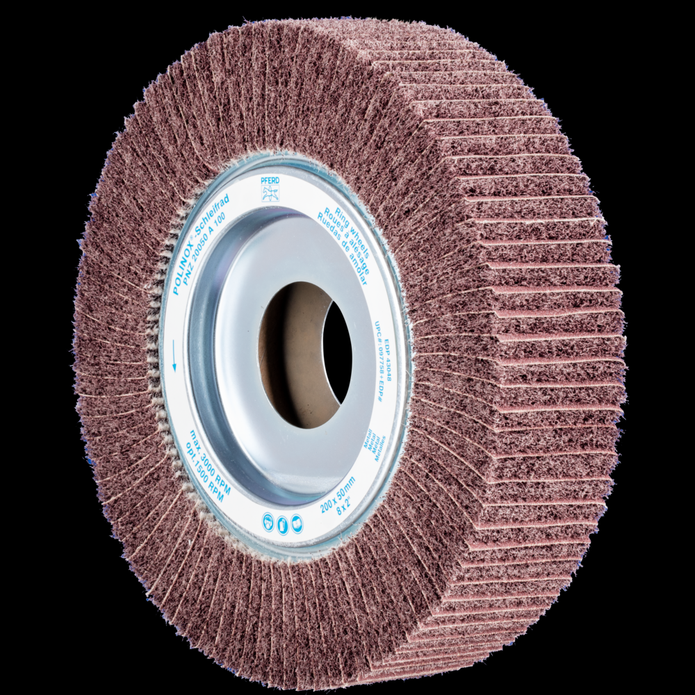 PFERD POLINOX® Unmounted Flap Wheel,8&#34;x2, 1-3/4&#34;AH,Interleaved,100 Grit,Aluminum oxide<span class=' ItemWarning' style='display:block;'>Item is usually in stock, but we&#39;ll be in touch if there&#39;s a problem<br /></span>