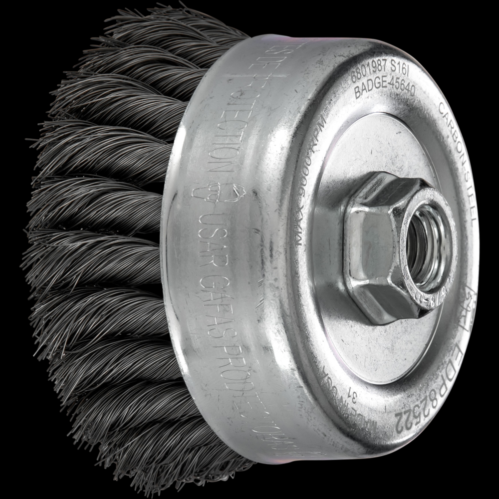 PFERD Knot Wire Cup Brush PSF 4&#34; Dia. .014 Carbon Steel 5/8-11&#34; Thread Retail<span class=' ItemWarning' style='display:block;'>Item is usually in stock, but we&#39;ll be in touch if there&#39;s a problem<br /></span>