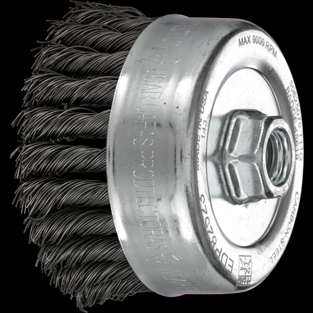 PFERD Knot Wire Cup Brush PSF 4&#34; Dia. .023 Carbon Steel 5/8-11&#34; Thread Retail<span class=' ItemWarning' style='display:block;'>Item is usually in stock, but we&#39;ll be in touch if there&#39;s a problem<br /></span>