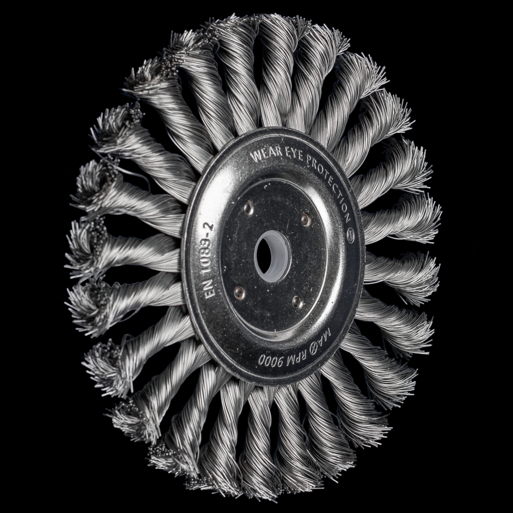 PFERD Standard Twist Knot Wire Wheel Brush PSF 6&#34; Dia. .014 CS5/8-1/2&#34; Arbor<span class=' ItemWarning' style='display:block;'>Item is usually in stock, but we&#39;ll be in touch if there&#39;s a problem<br /></span>