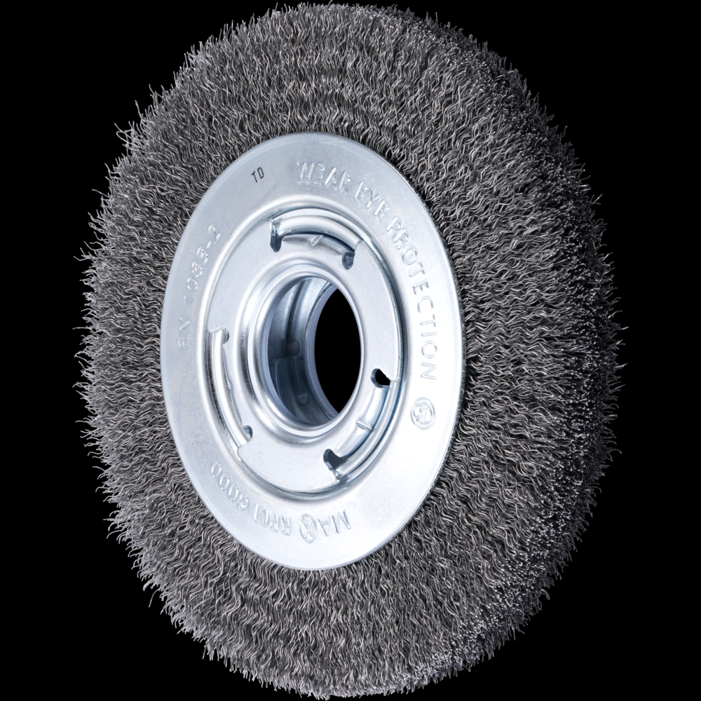 PFERD Crimped Wire Wheel Brush PSF 6&#34; .014 Carbon Steel 1-1/4&#34; Arbor<span class=' ItemWarning' style='display:block;'>Item is usually in stock, but we&#39;ll be in touch if there&#39;s a problem<br /></span>