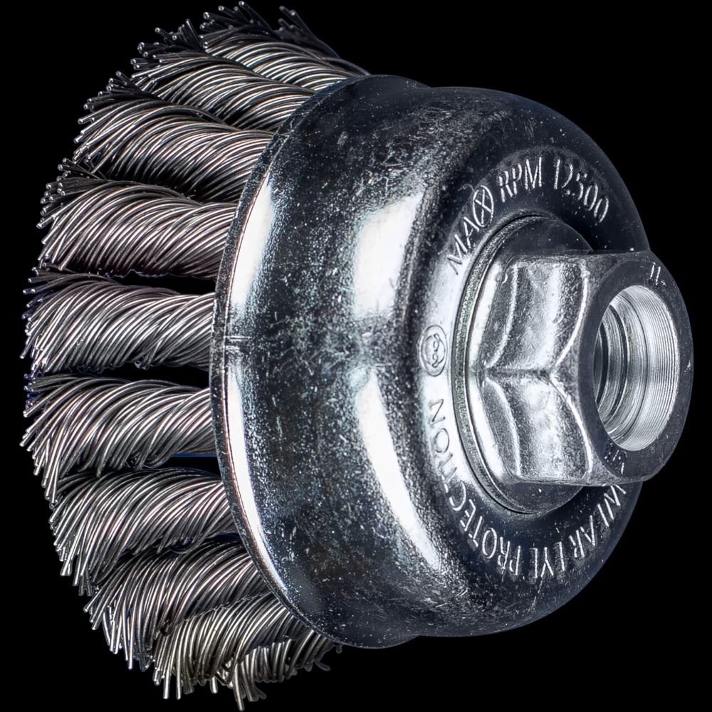 PFERD Knot Wire Cup Brush PSF 2-3/4&#34; Dia. .020 Carbon Steel 5/8-11&#34; Thread<span class=' ItemWarning' style='display:block;'>Item is usually in stock, but we&#39;ll be in touch if there&#39;s a problem<br /></span>