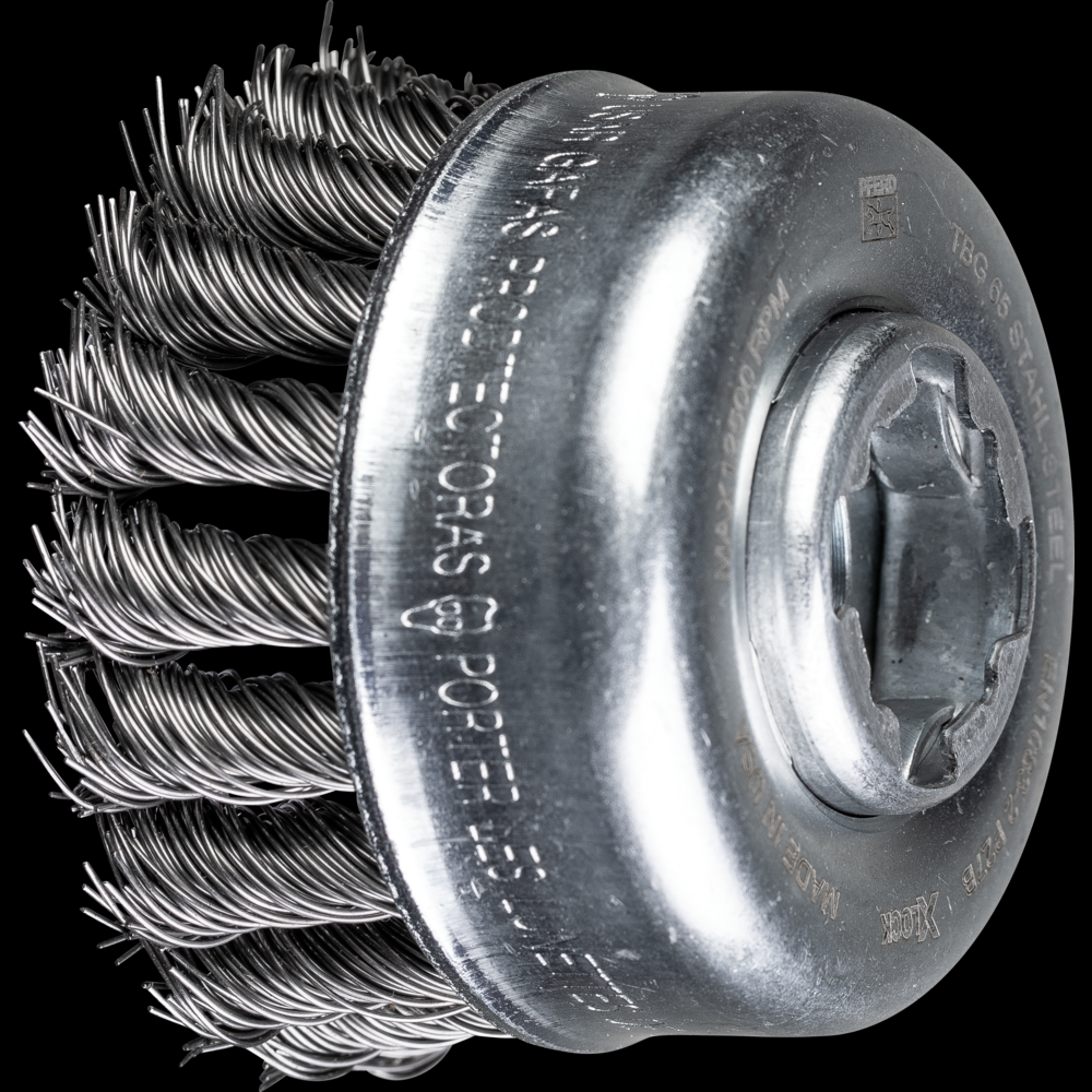 PFERD Knot Wire Cup Brush 2-3/4&#34; Dia. .020 Carbon Steel X-LOCK<span class=' ItemWarning' style='display:block;'>Item is usually in stock, but we&#39;ll be in touch if there&#39;s a problem<br /></span>