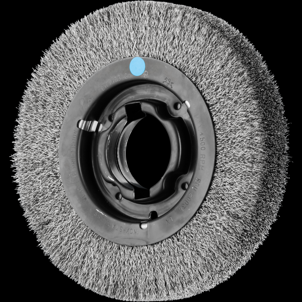 PFERD Crimped Wire Wheel Brush 8&#34; Dia Wide Face .012 Stainless Steel 2&#34; Keyed Arbor<span class=' ItemWarning' style='display:block;'>Item is usually in stock, but we&#39;ll be in touch if there&#39;s a problem<br /></span>