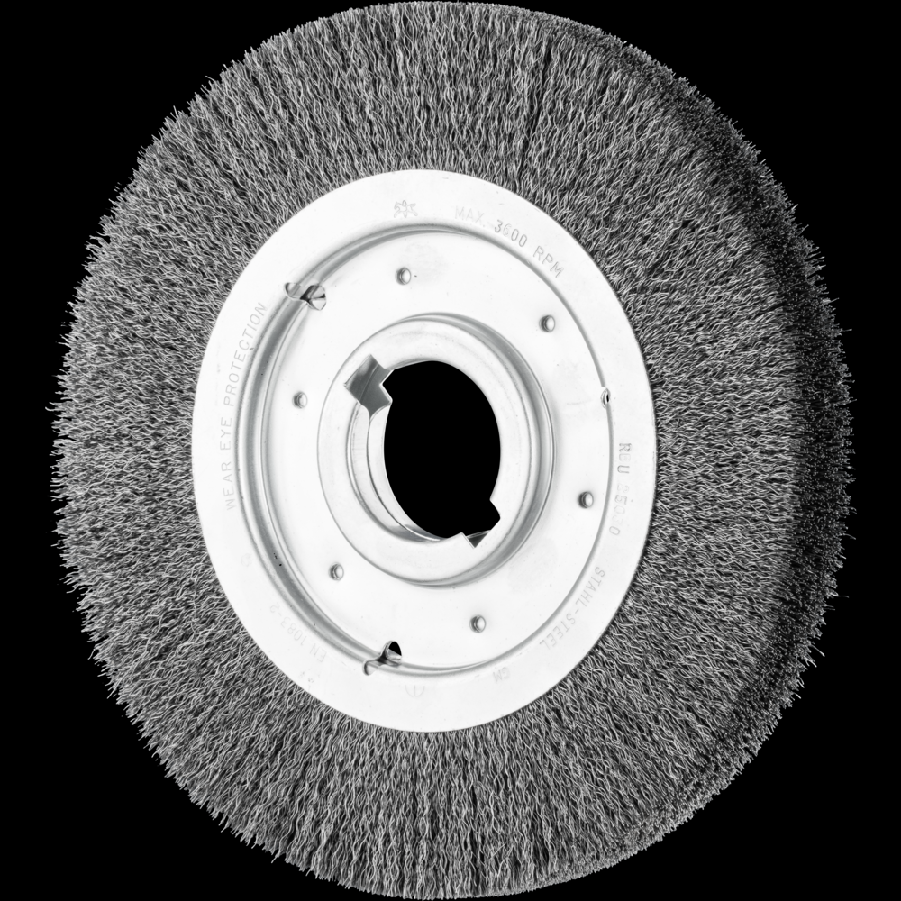 PFERD Crimped Wire Wheel Brush 10&#34; Dia Medium Face .012 Carbon Steel 2&#34; Keyed Arbor<span class=' ItemWarning' style='display:block;'>Item is usually in stock, but we&#39;ll be in touch if there&#39;s a problem<br /></span>