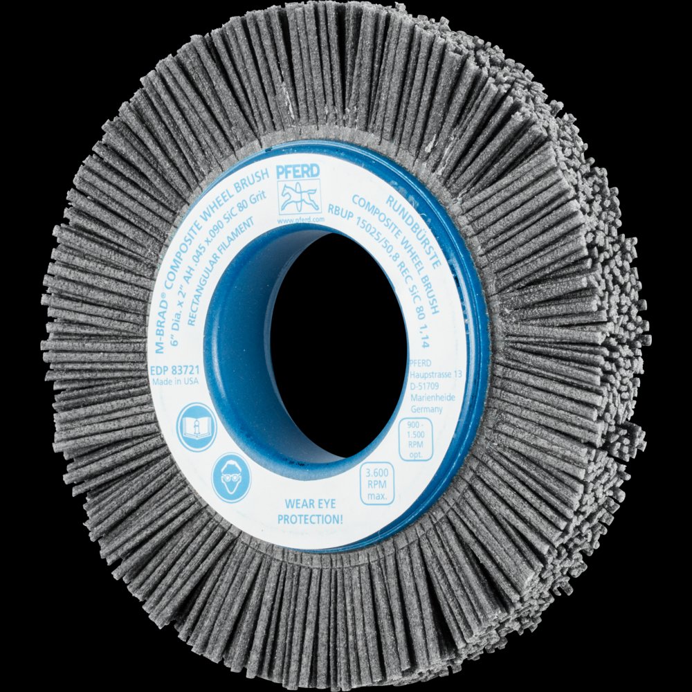 PFERD M-BRAD® Composite Wheel Brush 6&#34; Dia. M-BRAD® Silicon Carbide 2&#34; Arbor<span class=' ItemWarning' style='display:block;'>Item is usually in stock, but we&#39;ll be in touch if there&#39;s a problem<br /></span>