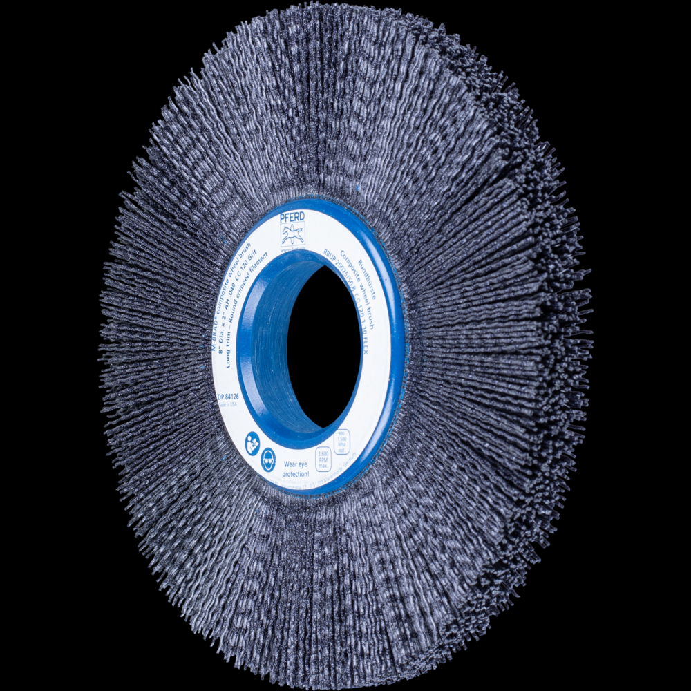 PFERD M-BRAD® Composite Wheel Brush 8&#34; Dia. .040/120 Grit Ceramic Oxide 2&#34; Arbor<span class=' ItemWarning' style='display:block;'>Item is usually in stock, but we&#39;ll be in touch if there&#39;s a problem<br /></span>