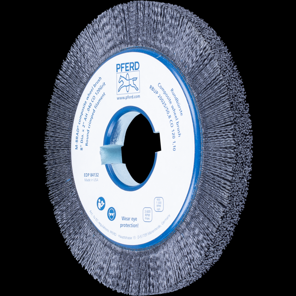 PFERD M-BRAD® Composite Wheel Brush 8&#34; Dia. .040/120 Grit Ceramic Oxide 2&#34; Keyed Arbor<span class=' ItemWarning' style='display:block;'>Item is usually in stock, but we&#39;ll be in touch if there&#39;s a problem<br /></span>