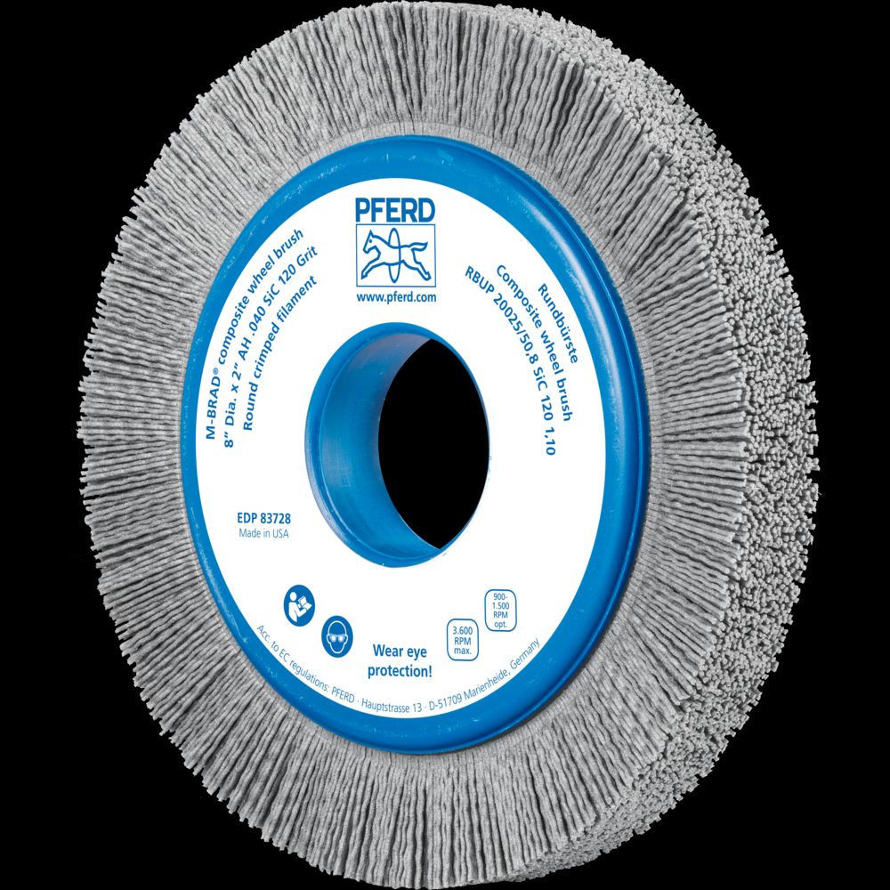 PFERD M-BRAD® Composite Wheel Brush 8&#34; Dia. .040/120 Grit Silicon Carbide 2&#34; Arbor<span class=' ItemWarning' style='display:block;'>Item is usually in stock, but we&#39;ll be in touch if there&#39;s a problem<br /></span>