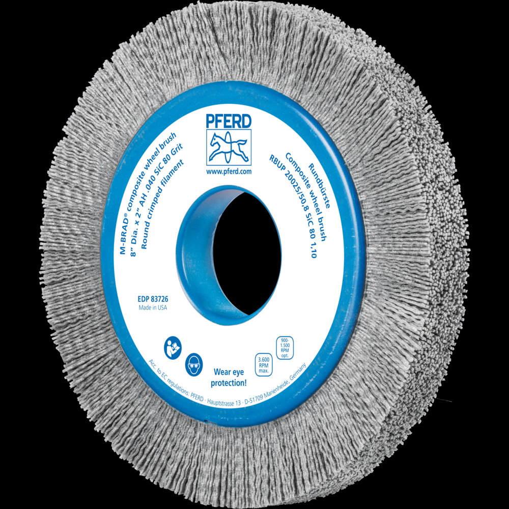 PFERD M-BRAD® Composite Wheel Brush 8&#34; Dia. .040/80 Grit Silicon Carbide 2&#34; Arbor<span class=' ItemWarning' style='display:block;'>Item is usually in stock, but we&#39;ll be in touch if there&#39;s a problem<br /></span>