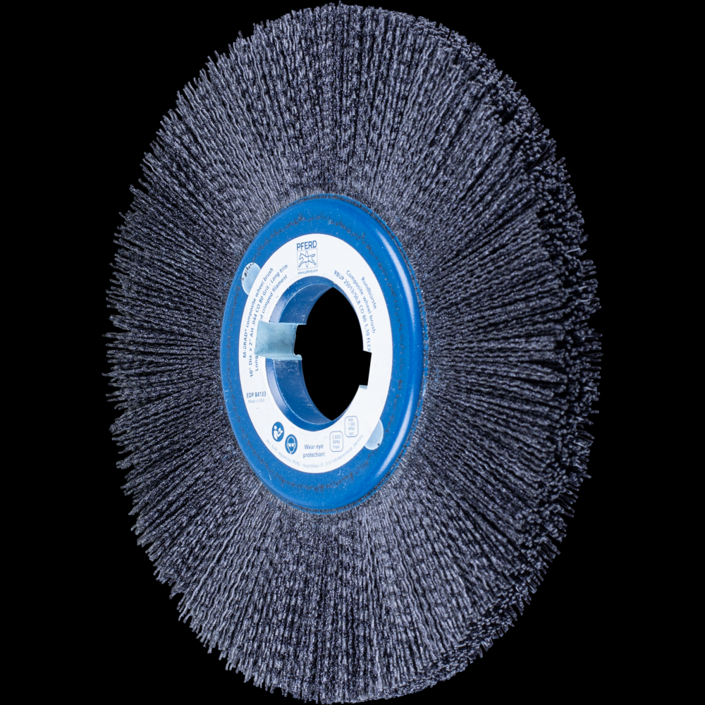 PFERD M-BRAD® Composite Wheel Brush 10&#34; Dia. .040/80 Grit Ceramic Oxide 2&#34; Keyed Arbor<span class=' ItemWarning' style='display:block;'>Item is usually in stock, but we&#39;ll be in touch if there&#39;s a problem<br /></span>