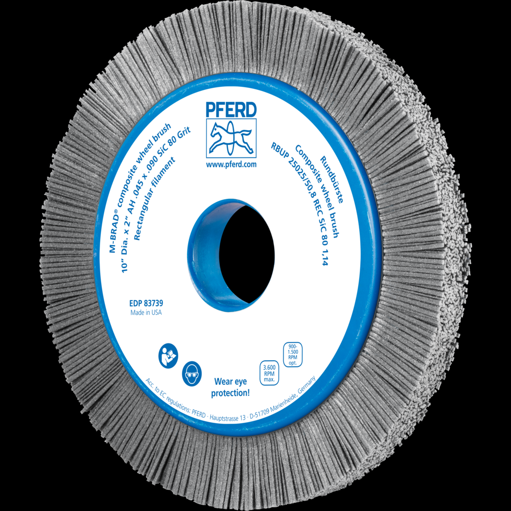 PFERD M-BRAD® Composite Wheel Brush 10&#34; Dia. M-BRAD® Silicon Carbide 2&#34; Arbor<span class=' ItemWarning' style='display:block;'>Item is usually in stock, but we&#39;ll be in touch if there&#39;s a problem<br /></span>