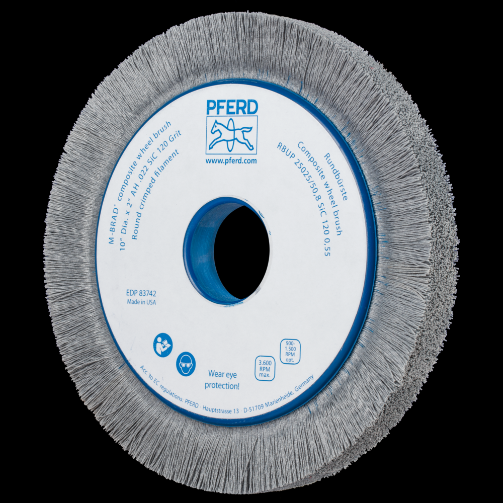 PFERD M-BRAD® Composite Wheel Brush 10&#34; Dia. .022/120 Grit Silicon Carbide 2&#34; Arbor<span class=' ItemWarning' style='display:block;'>Item is usually in stock, but we&#39;ll be in touch if there&#39;s a problem<br /></span>