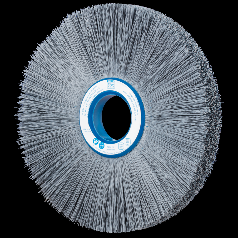 PFERD M-BRAD® Composite Wheel Brush 10&#34; Dia. .022/320 Grit Silicon Carbide 2&#34; Arbor<span class=' ItemWarning' style='display:block;'>Item is usually in stock, but we&#39;ll be in touch if there&#39;s a problem<br /></span>