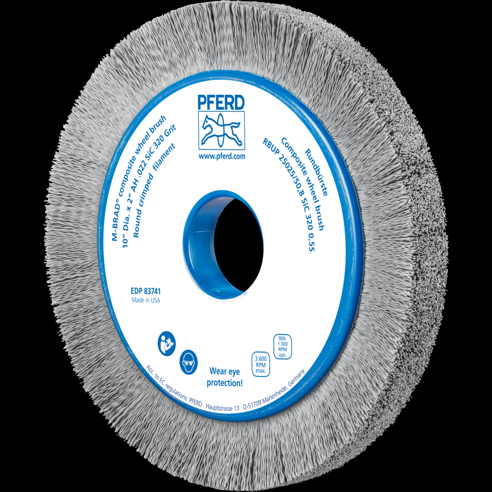 PFERD M-BRAD® Composite Wheel Brush 10&#34; Dia. .022/320 Grit Silicon Carbide 2&#34; Arbor<span class=' ItemWarning' style='display:block;'>Item is usually in stock, but we&#39;ll be in touch if there&#39;s a problem<br /></span>