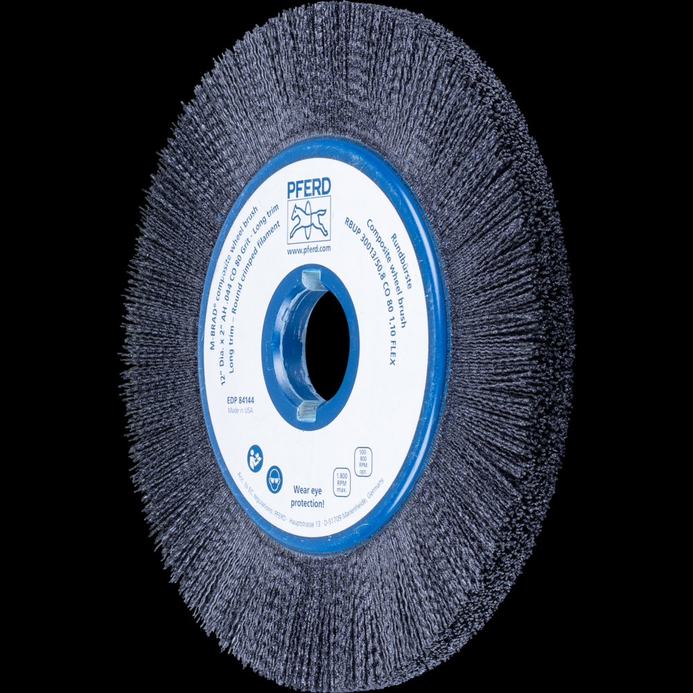 PFERD M-BRAD® Composite Wheel Brush 12&#34; Dia. .040/80 Grit Ceramic Oxide 2&#34; Keyed Arbor<span class=' ItemWarning' style='display:block;'>Item is usually in stock, but we&#39;ll be in touch if there&#39;s a problem<br /></span>