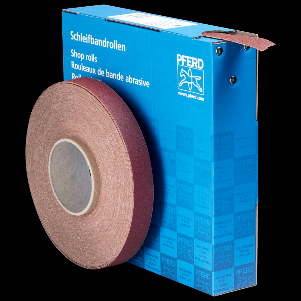 PFERD Shop Roll, Resin over Resin Heavy-Duty, 1&#34; x 50 yards, 120 Grit, Aluminum oxide<span class=' ItemWarning' style='display:block;'>Item is usually in stock, but we&#39;ll be in touch if there&#39;s a problem<br /></span>