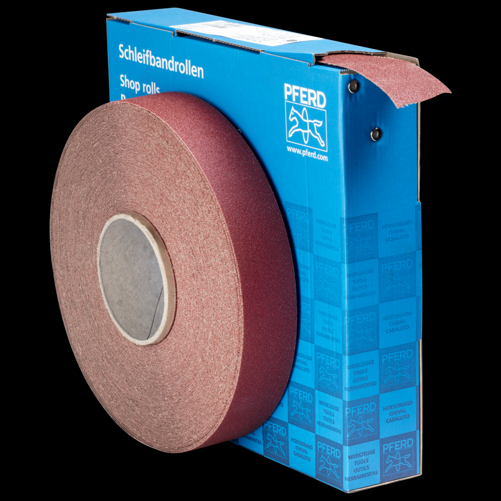 PFERD Shop Roll, Resin over Resin Heavy-Duty, 1-1/2&#34; x 50 yards,80 Grit,Aluminum oxide<span class=' ItemWarning' style='display:block;'>Item is usually in stock, but we&#39;ll be in touch if there&#39;s a problem<br /></span>