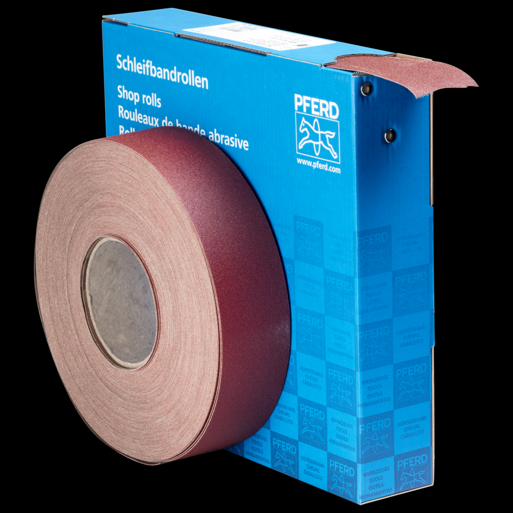 PFERD Shop Roll, Resin over Resin Heavy-Duty, 2&#34; x 50 yards, 120 Grit, Aluminum oxide<span class=' ItemWarning' style='display:block;'>Item is usually in stock, but we&#39;ll be in touch if there&#39;s a problem<br /></span>