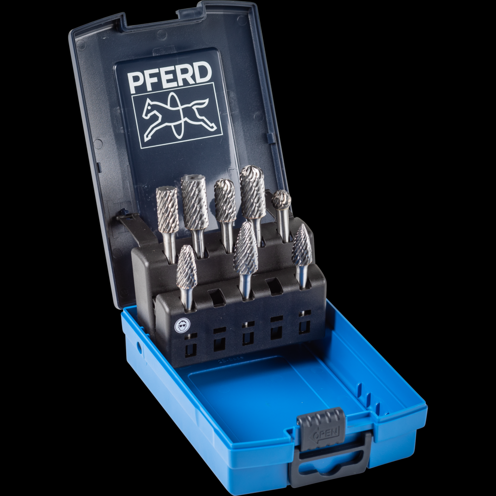 PFERD Carbide Bur Set 8 Piece OMNI Cut 1/4&#34; Shank Plastic Case<span class=' ItemWarning' style='display:block;'>Item is usually in stock, but we&#39;ll be in touch if there&#39;s a problem<br /></span>