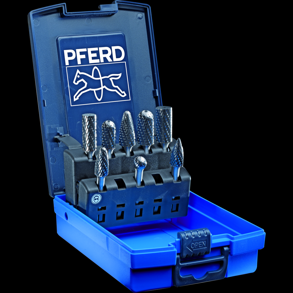 PFERD Carbide Bur Set 8 Piece Single Cut 1/4&#34; Shank Plastic Case<span class=' ItemWarning' style='display:block;'>Item is usually in stock, but we&#39;ll be in touch if there&#39;s a problem<br /></span>