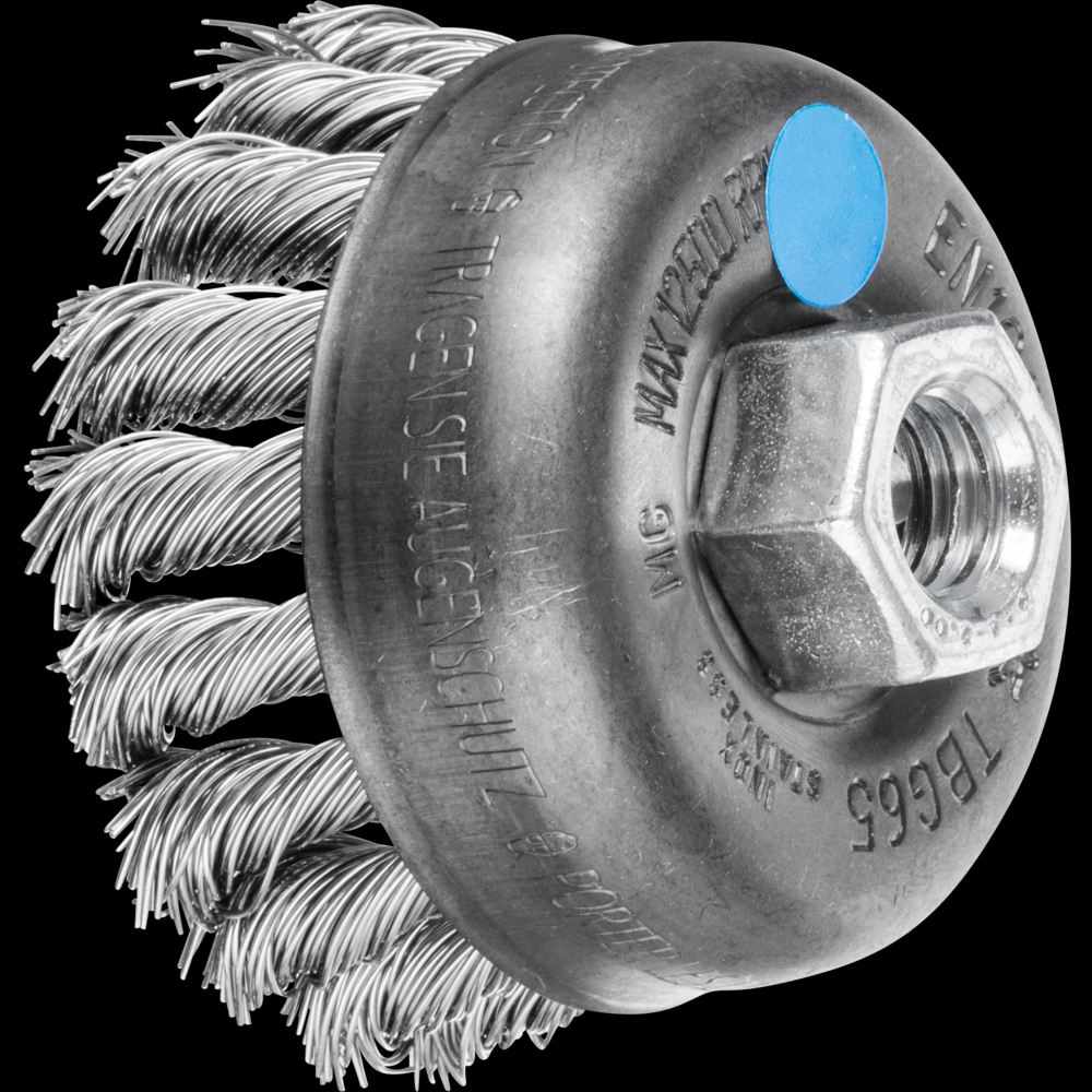 PFERD Knot Wire Cup Brush 2-3/4&#34; Dia. .020 Stainless Steel 5/8-11&#34; Thread<span class=' ItemWarning' style='display:block;'>Item is usually in stock, but we&#39;ll be in touch if there&#39;s a problem<br /></span>