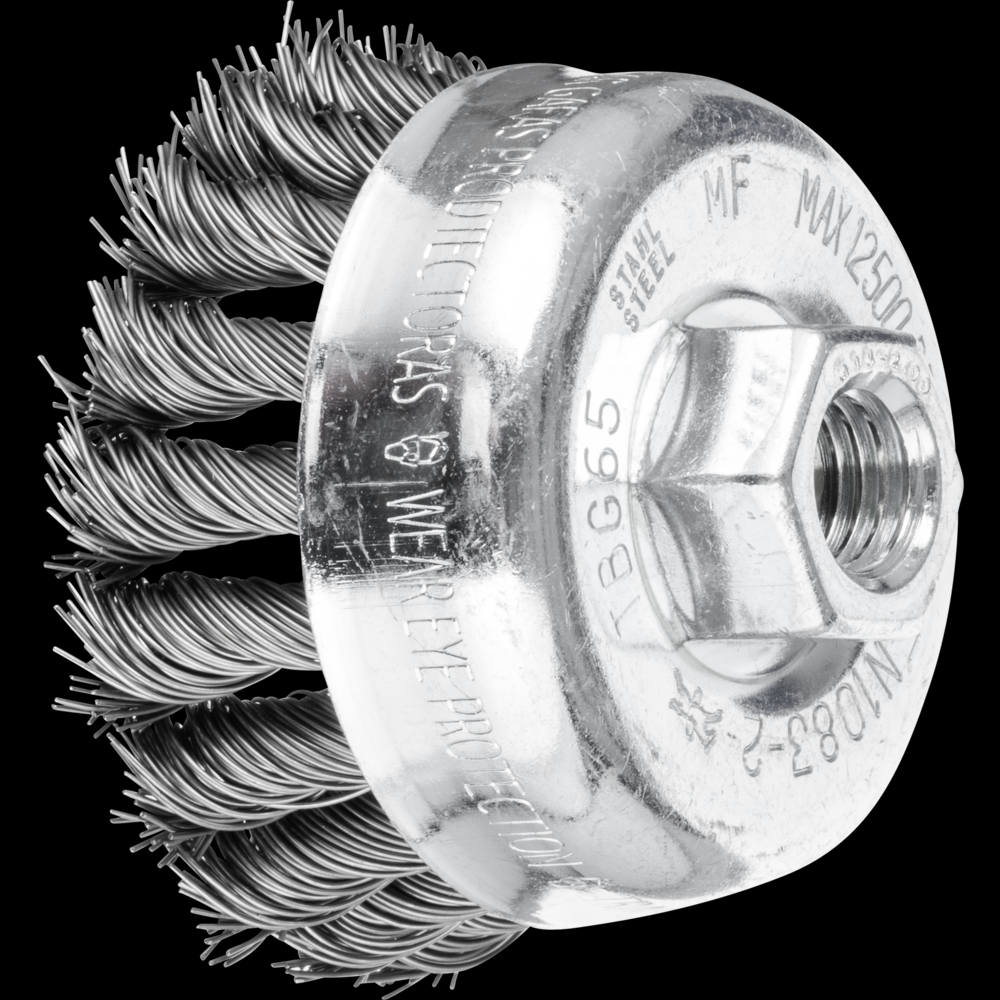 PFERD Knot Wire Cup Brush 2-3/4&#34; Dia. .020 Carbon Steel 3/8-24 Thread<span class=' ItemWarning' style='display:block;'>Item is usually in stock, but we&#39;ll be in touch if there&#39;s a problem<br /></span>