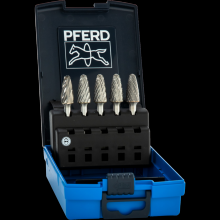 Pferd Inc. 21726557 - PFERD Carbide Bur Set 5 Piece STEEL, INOX, CAST, ALU, OMNI cuts Tree Shape 1/4" Shank